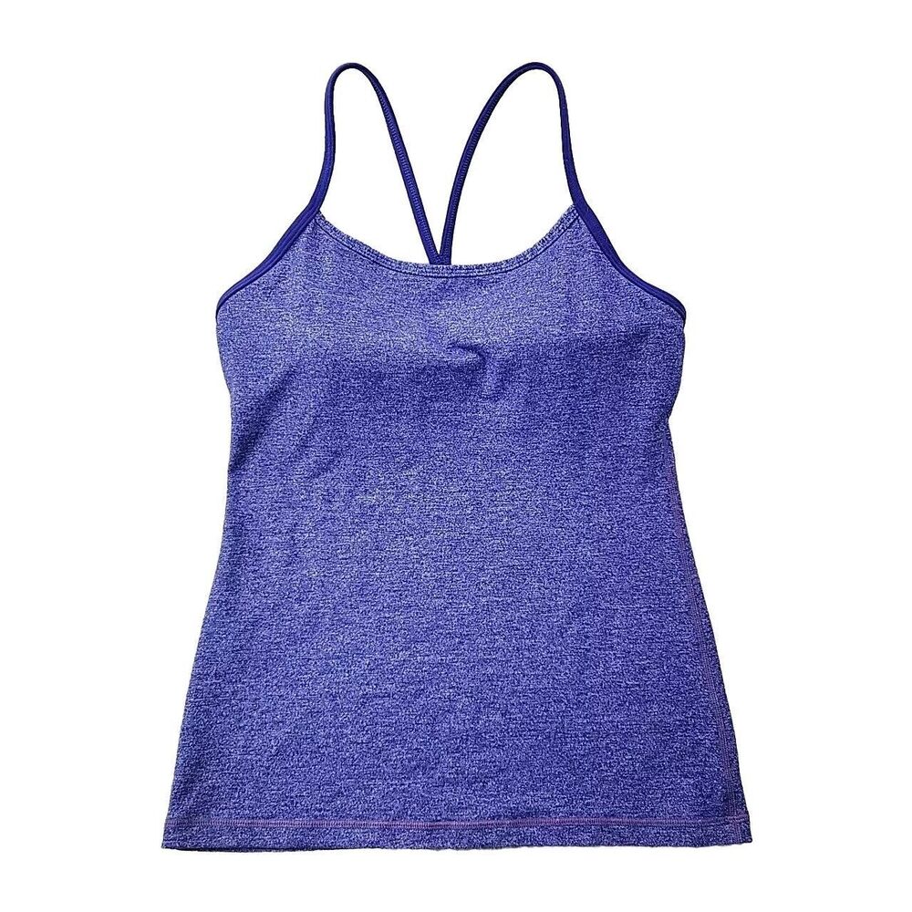 Lululemon Power Y Tank Top  Heathered Blue Women's Size 8 Padded Built in Bra